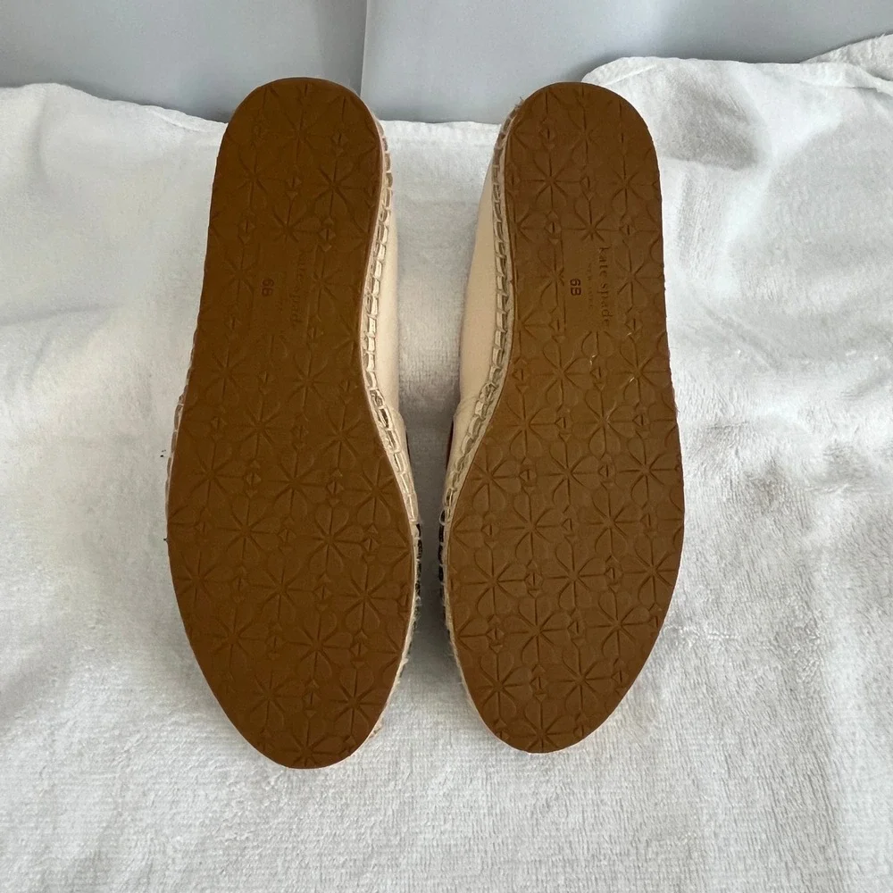 Kate Spade Garden Espadrille Flats Womens Bare Black Leather Resort Parisian
